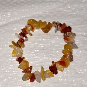 A Gemstone Stretchy Bracelet Quartz Jasper Stone Chips Unique Natural